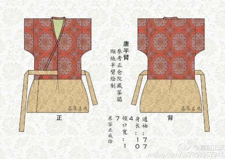 唐·半臂裁剪示意图